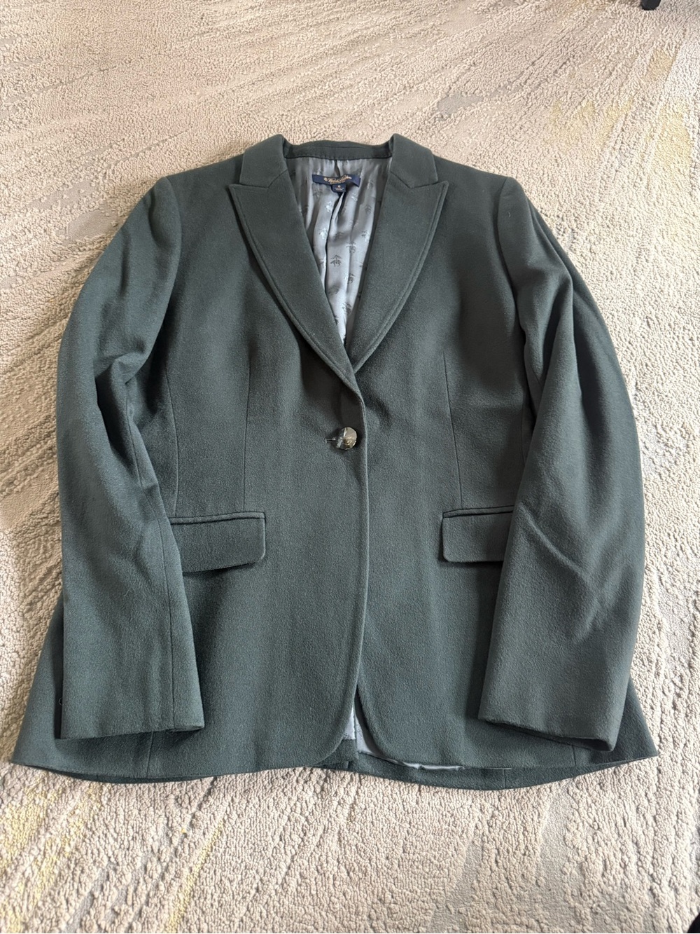 Brooks Brother’s wool dark green blazer jacket  Single Button preppy classic 8